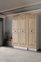 sille Meşe 3 Kapaklı Beyaz Gardırop 180-135-45 Cm