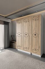sille Meşe 3 Kapaklı Beyaz Gardırop 180-135-45 Cm