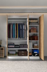 sille Meşe 3 Kapaklı Beyaz Gardırop 180-135-45 Cm