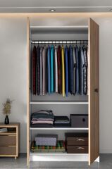 sille Meşe Çift Kapaklı Beyaz Gardırop 180-90-45 Cm