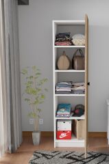 sille Meşe Tek Kapaklı Beyaz Gardırop 180-45-45 Cm (ÇİFT YÖNLÜ KAPAK)