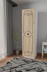 sille Meşe Tek Kapaklı Beyaz Gardırop 180-45-45 Cm (ÇİFT YÖNLÜ KAPAK)