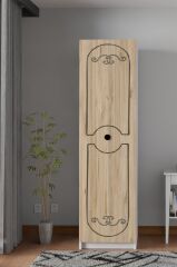 sille Meşe Tek Kapaklı Beyaz Gardırop 180-45-45 Cm (ÇİFT YÖNLÜ KAPAK)