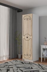 sille Meşe Tek Kapaklı Beyaz Gardırop 180-45-45 Cm (ÇİFT YÖNLÜ KAPAK)