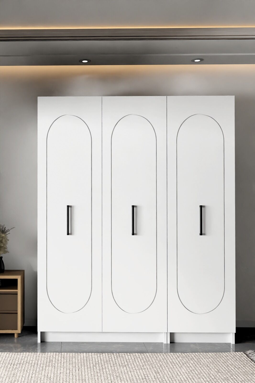 Durunday Beyaz 3 Kapaklı Gardırop 180-135-45 Cm