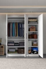 Durunday Beyaz 3 Kapaklı Gardırop 180-135-45 Cm