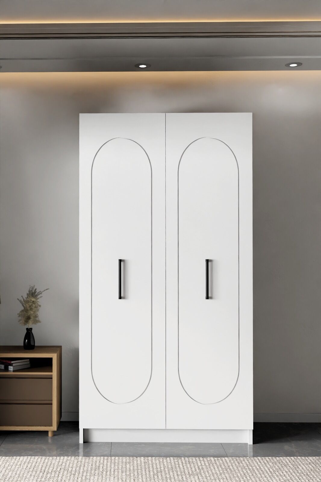 DURUNDAY Beyaz Çift Kapaklı Gardırop 180-90-45 Cm