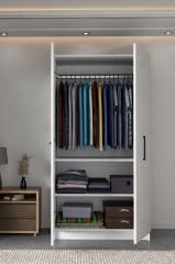 DURUNDAY Beyaz Çift Kapaklı Gardırop 180-90-45 Cm