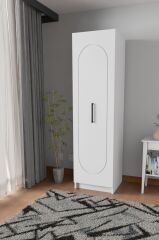 DURUNDAY Beyaz Tek Kapaklı Gardırop 180-45-45 Cm (ÇİFT YÖNLÜ KAPAK)