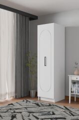 DURUNDAY Beyaz Tek Kapaklı Gardırop 180-45-45 Cm (ÇİFT YÖNLÜ KAPAK)
