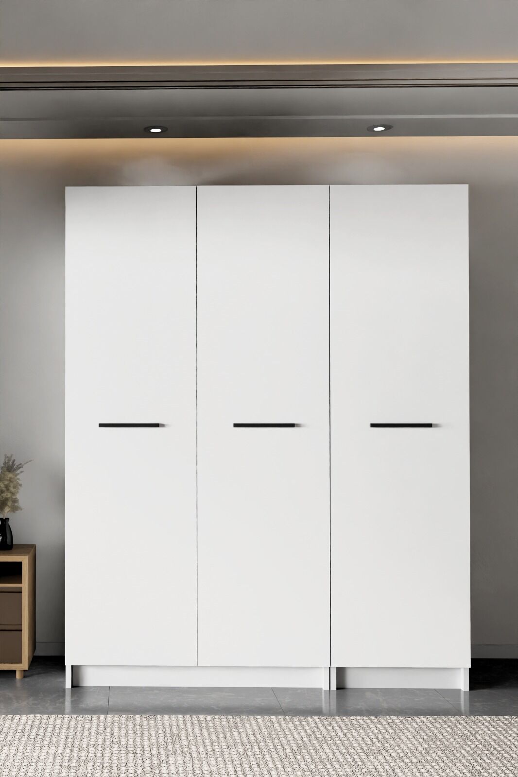 LADİK BEYAZ 3 KAPAKLI GARDIROP 210-135-45 CM