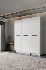 LADİK BEYAZ 3 KAPAKLI GARDIROP 210-135-45 CM