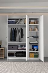 LADİK BEYAZ 3 KAPAKLI GARDIROP 210-135-45 CM