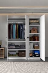 Meydan Beyaz 3 Kapaklı Gardırop 180-135-45 Cm