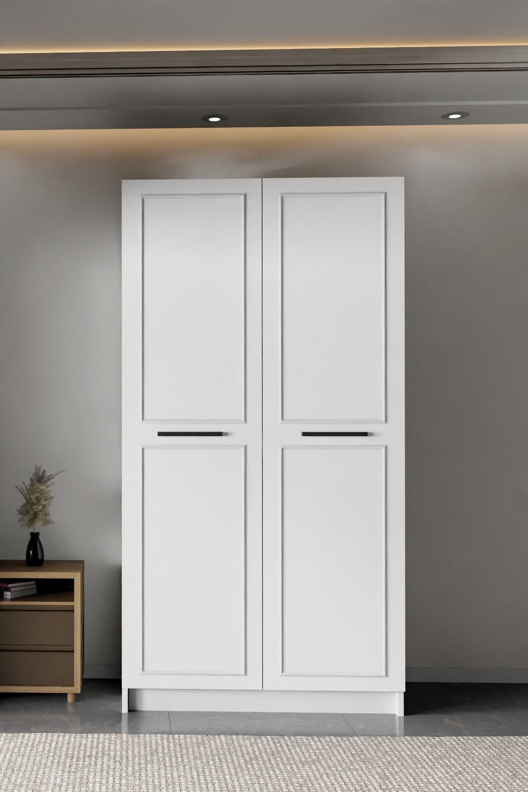 Meydan Beyaz Çift Kapaklı Gardırop 180-90-45 Cm