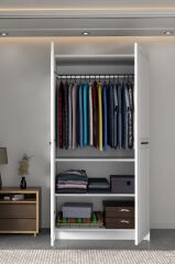 Meydan Beyaz Çift Kapaklı Gardırop 180-90-45 Cm