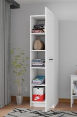 Meydan Beyaz Tek Kapaklı Gardırop 180-45-45 Cm (ÇİFT YÖNLÜ KAPAK)