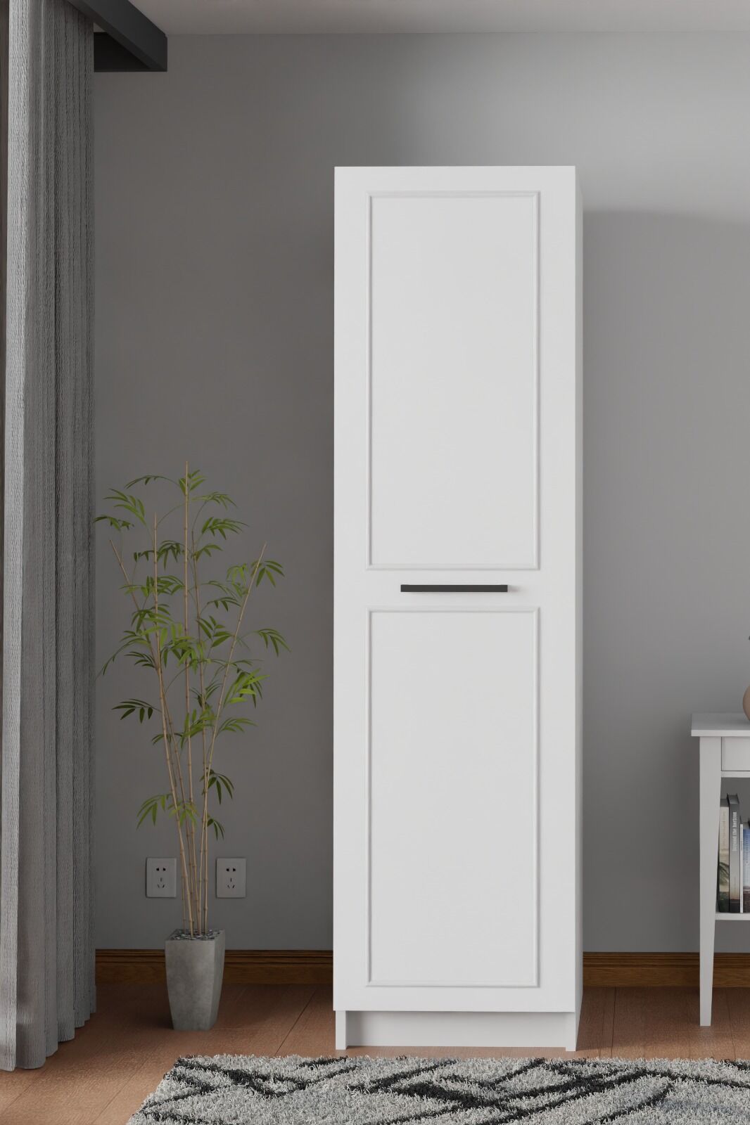 Meydan Beyaz Tek Kapaklı Gardırop 180-45-45 Cm (ÇİFT YÖNLÜ KAPAK)