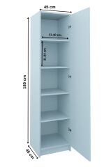 Meydan Beyaz Tek Kapaklı Gardırop 180-45-45 Cm (ÇİFT YÖNLÜ KAPAK)