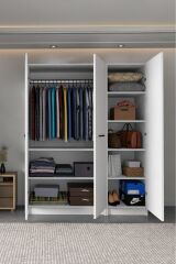 LADİK BEYAZ 3 KAPAKLI GARDIROP 180-135-45 CM