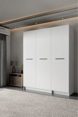 LADİK BEYAZ 3 KAPAKLI GARDIROP 180-135-45 CM