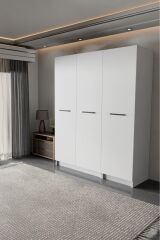 LADİK BEYAZ 3 KAPAKLI GARDIROP 180-135-45 CM