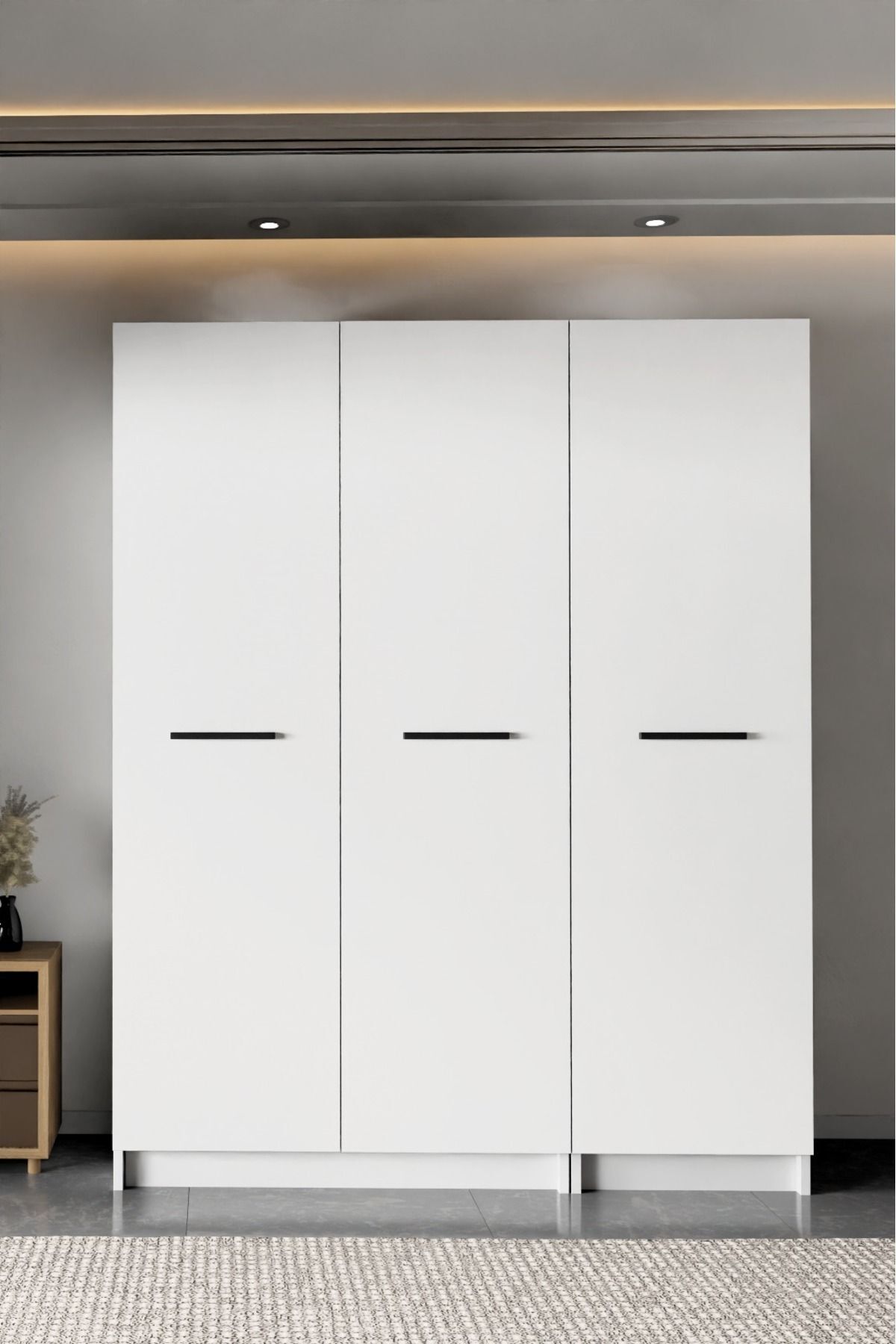 LADİK BEYAZ 3 KAPAKLI GARDIROP 180-135-45 CM