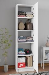 Ladik Beyaz Tek Kapaklı Gardırop 180-45-45 Cm (ÇİFT YÖNLÜ KAPAK)