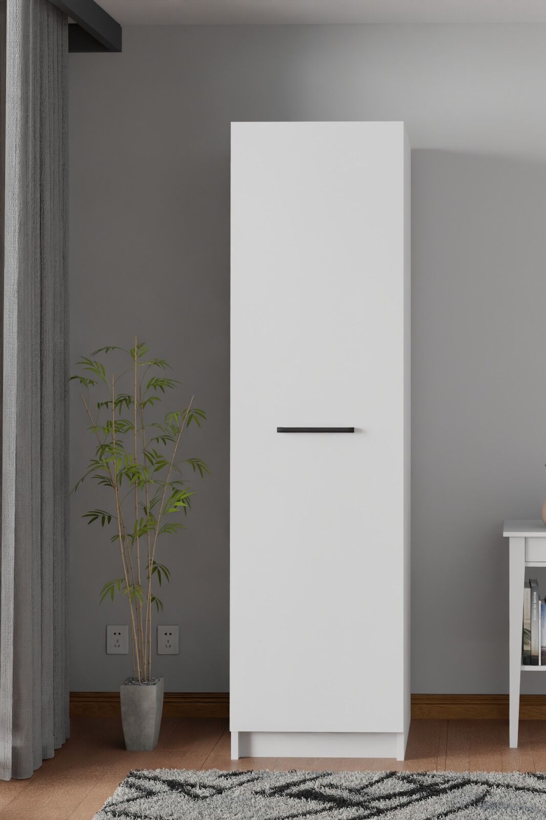 Ladik Beyaz Tek Kapaklı Gardırop 180-45-45 Cm (ÇİFT YÖNLÜ KAPAK)