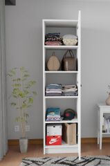 Ladik Beyaz Tek Kapaklı Gardırop 180-45-45 Cm (ÇİFT YÖNLÜ KAPAK)