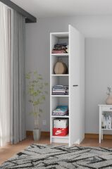 Ladik Beyaz Tek Kapaklı Gardırop 180-45-45 Cm (ÇİFT YÖNLÜ KAPAK)