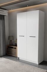 LADİK BEYAZ ÇİFT KAPAKLI GARDIROP 210-90-45 CM
