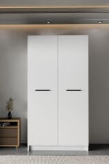 LADİK BEYAZ ÇİFT KAPAKLI GARDIROP 210-90-45 CM