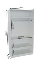 LADİK BEYAZ ÇİFT KAPAKLI GARDIROP 210-90-45 CM