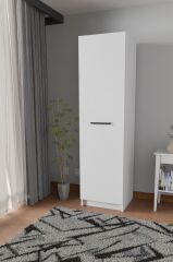 Ladik Beyaz Tek Kapaklı Gardırop 210-45-45 Cm (ÇİFT YÖNLÜ KAPAK)